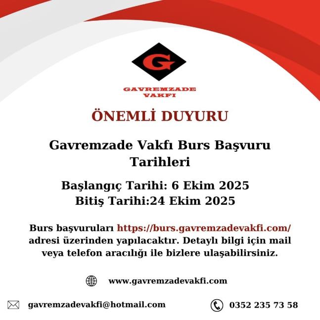 2025-2026 Eğitim Dönemi Burs Başvuru Tarihleri